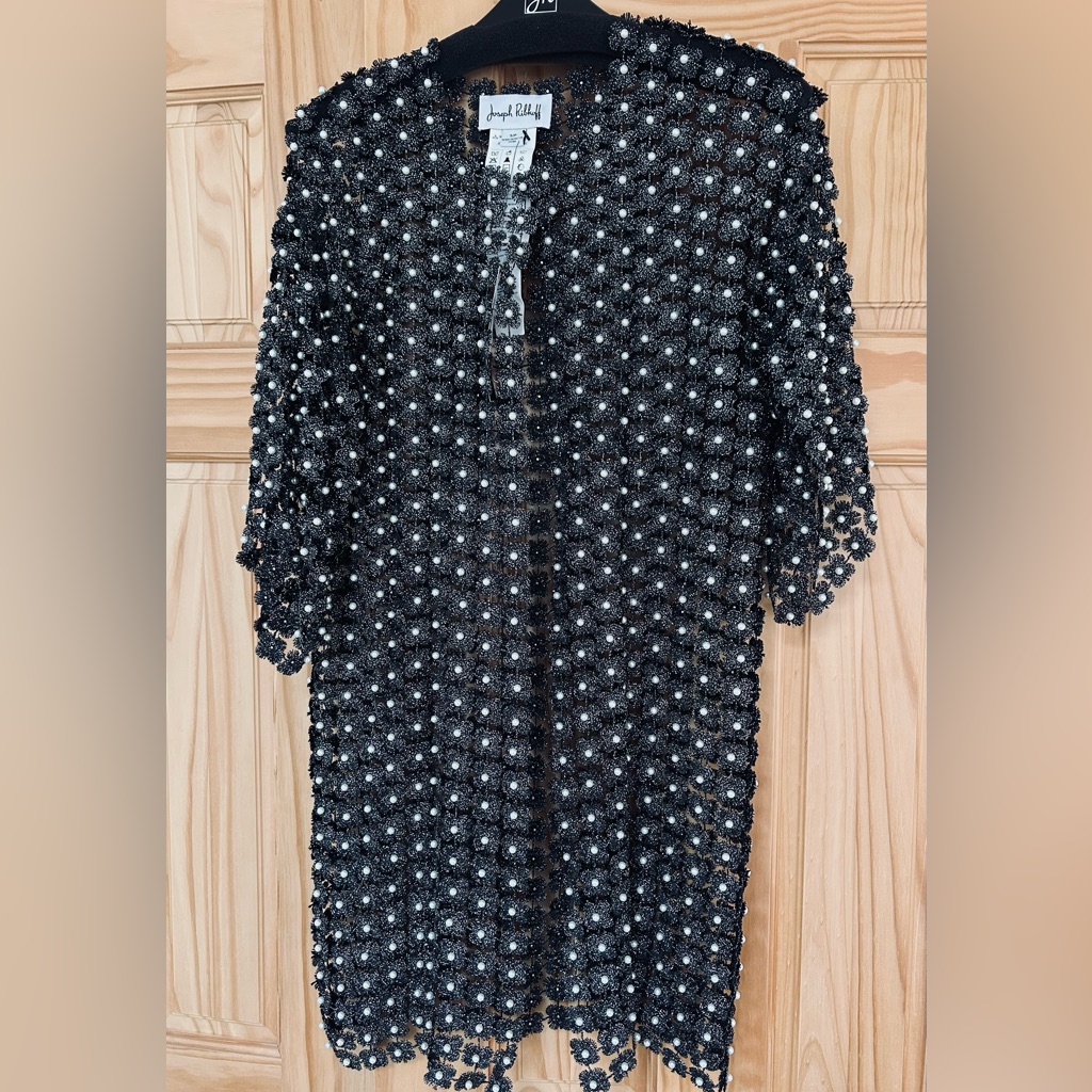 Joseph Ribkoff Black Beaded Jacket, 3/4 Sleeves, Nwt, Size S